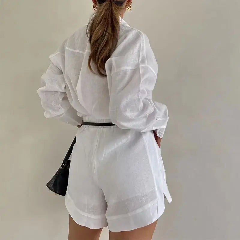 Women's Casual Set Summer 2025 – Long Sleeve Button-Down Shirt