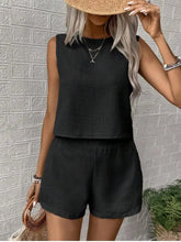 Women's Summer Set – Sleeveless Crop Top with Shorts, Two Piece Set