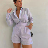 Women's Casual Set Summer 2025 – Long Sleeve Button-Down Shirt