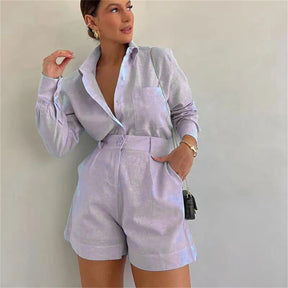 Women's Casual Set Summer 2025 – Long Sleeve Button-Down Shirt