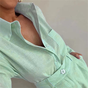Women's Casual Set Summer 2025 – Long Sleeve Button-Down Shirt