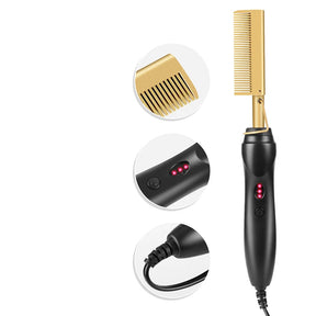 2-in-1 Straightening and Styling Brush – Fast-Heating Electric Comb for Wet and Dry Hair 