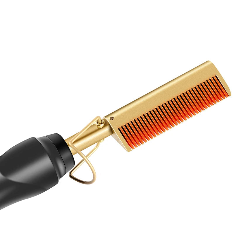 2-in-1 Straightening and Styling Brush – Fast-Heating Electric Comb for Wet and Dry Hair 