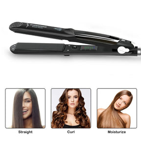 Professional Steam Hair Straightener with Ceramic Coating – Argan Oil Treatment – ​​Fast Heat Up to 450℉