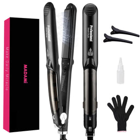 Professional Steam Hair Straightener with Ceramic Coating – Argan Oil Treatment – ​​Fast Heat Up to 450℉