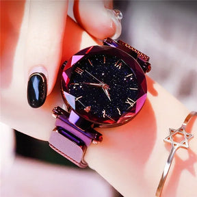 Women's Starry Sky Watch – Glittery Dial, Mesh Strap and Magnetic Clasp