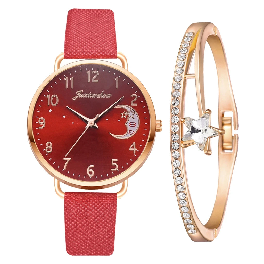 Watch Set with Leather Strap and Bracelet | Elegant and Modern Design