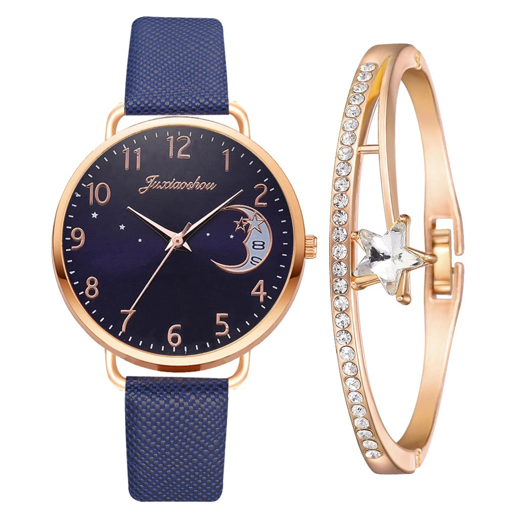 Watch Set with Leather Strap and Bracelet | Elegant and Modern Design