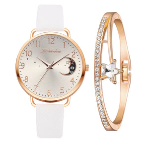 Watch Set with Leather Strap and Bracelet | Elegant and Modern Design