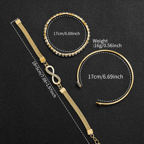 Conjunto Feminino 4 Peças – Relógio Quartz Elegante e Casual com Bracelete