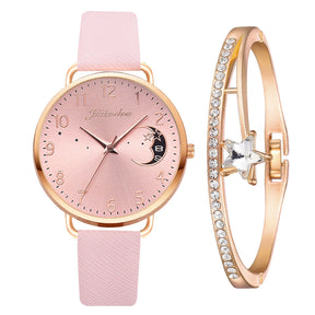 Watch Set with Leather Strap and Bracelet | Elegant and Modern Design