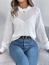 Autumn Blouse with Round Neck and Lantern Sleeves – Casual Knitwear