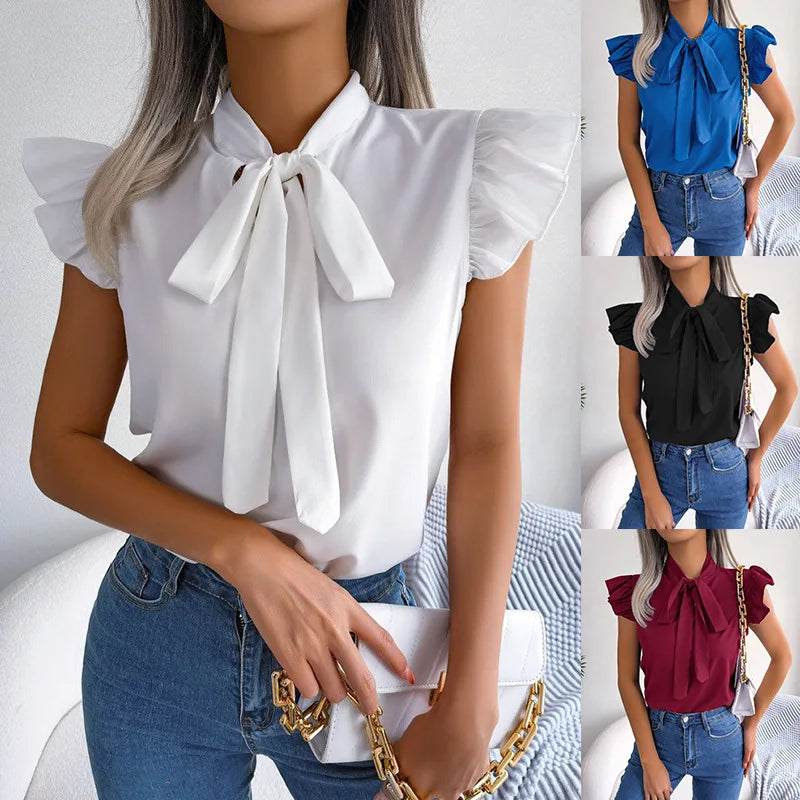 Blusa Elegante de Verão – Manga Curta, Corte Simples e Versátil