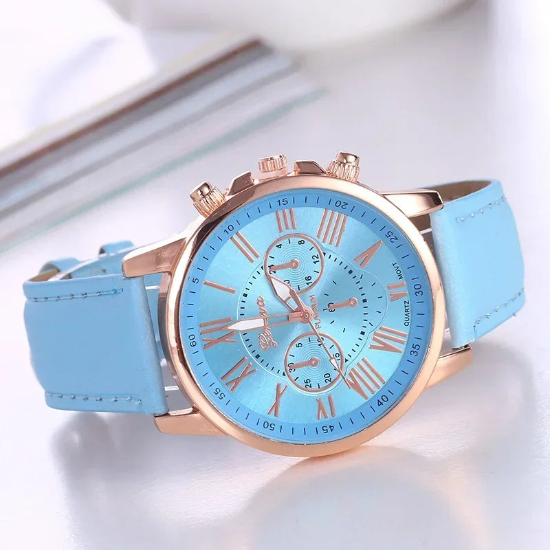 Luxury Women's Watch – Classic Style with Multicolor Dial and Roman Numerals