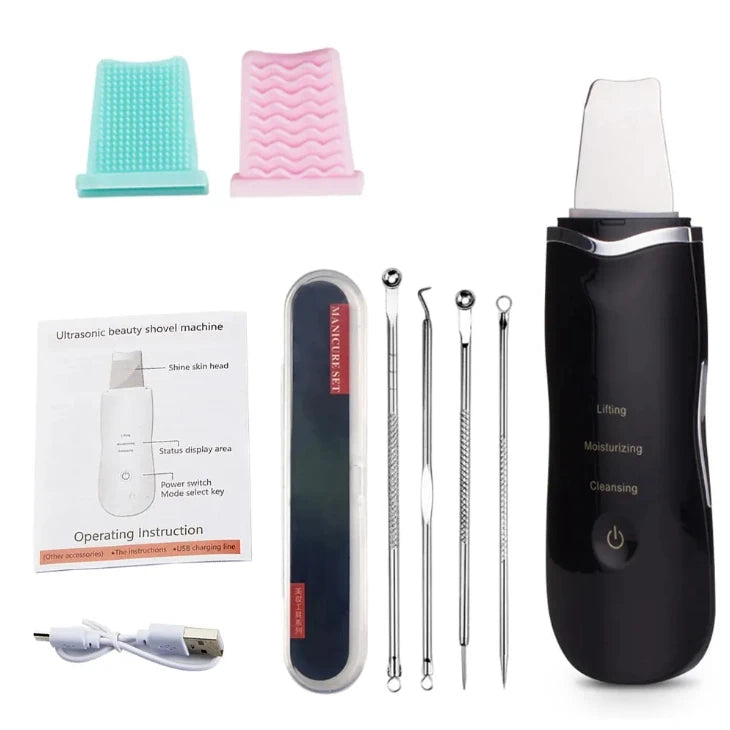 Luxury Ultrasonic Facial Cleansing Spatula – Peeling, Lifting and Blackhead Removal for Radiant Skin