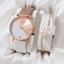 Women's Watch Set – Colorful Synthetic Leather Strap and Elegant Bracelet