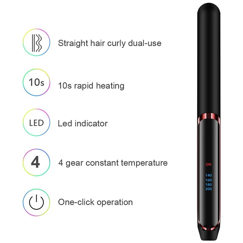 Professional Hair Straightener with Ceramic Technology and Negative Ions – Fast Heating and LCD Screen 