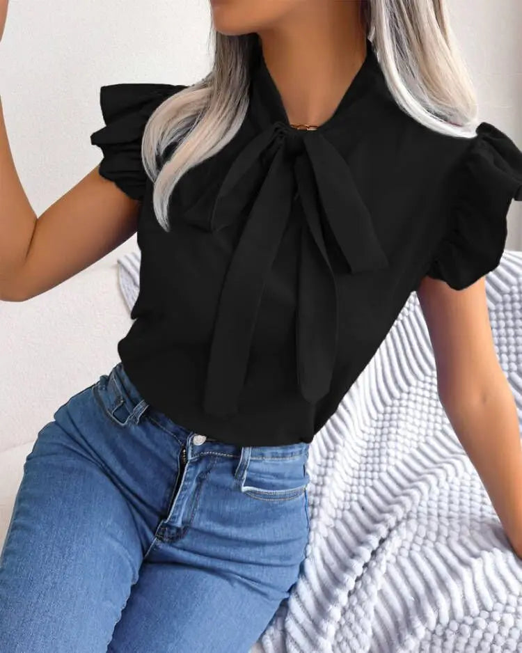 Blusa Elegante de Verão – Manga Curta, Corte Simples e Versátil