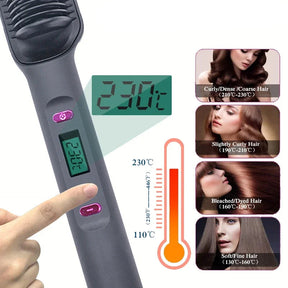 Electric Straightening Brush with Negative Ions – Multifunctional Straightening Comb with Anti-Scald Protection
