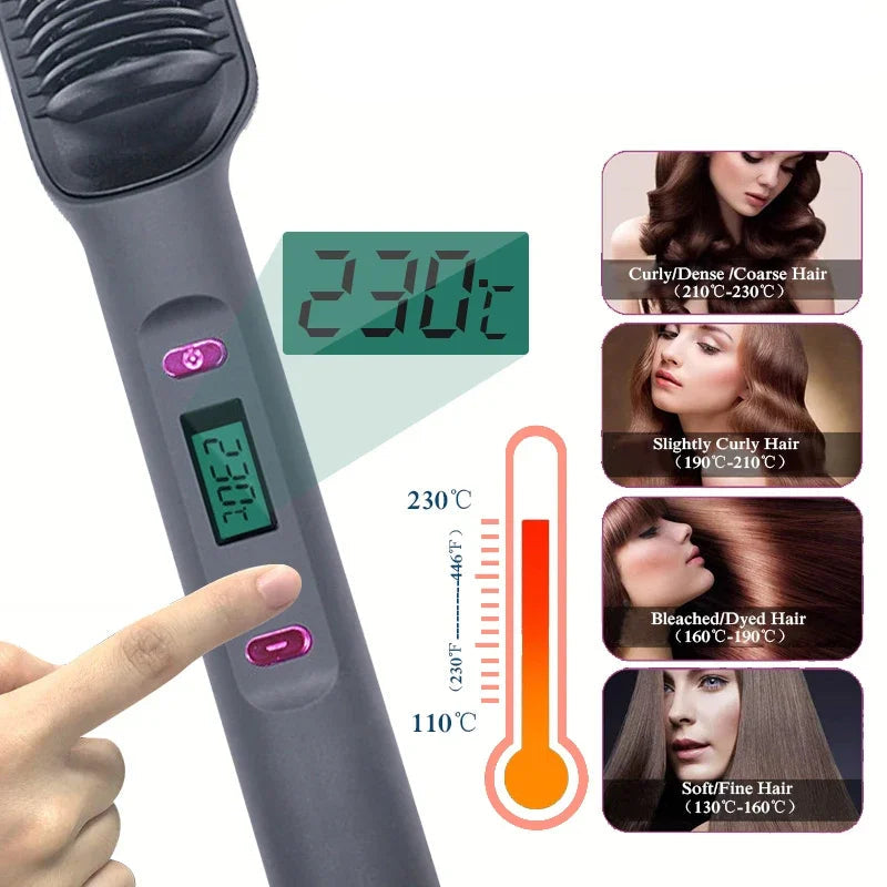 Electric Straightening Brush with Negative Ions – Multifunctional Straightening Comb with Anti-Scald Protection