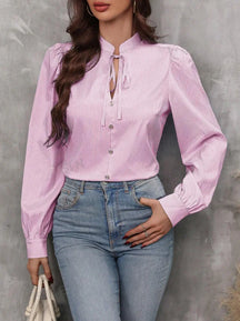 Women's Autumn Blouse – Striped Shirt with Buttons and Long Sleeves