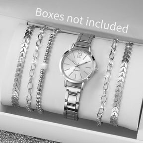 Conjunto Feminino 6 Peças – Relógio Quartz com Pulseira