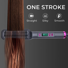 Electric Straightening Brush with Negative Ions – Multifunctional Straightening Comb with Anti-Scald Protection