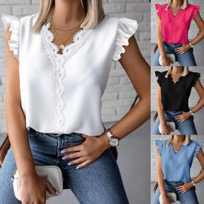 Lace T-shirt – V-neck, Summer 2024