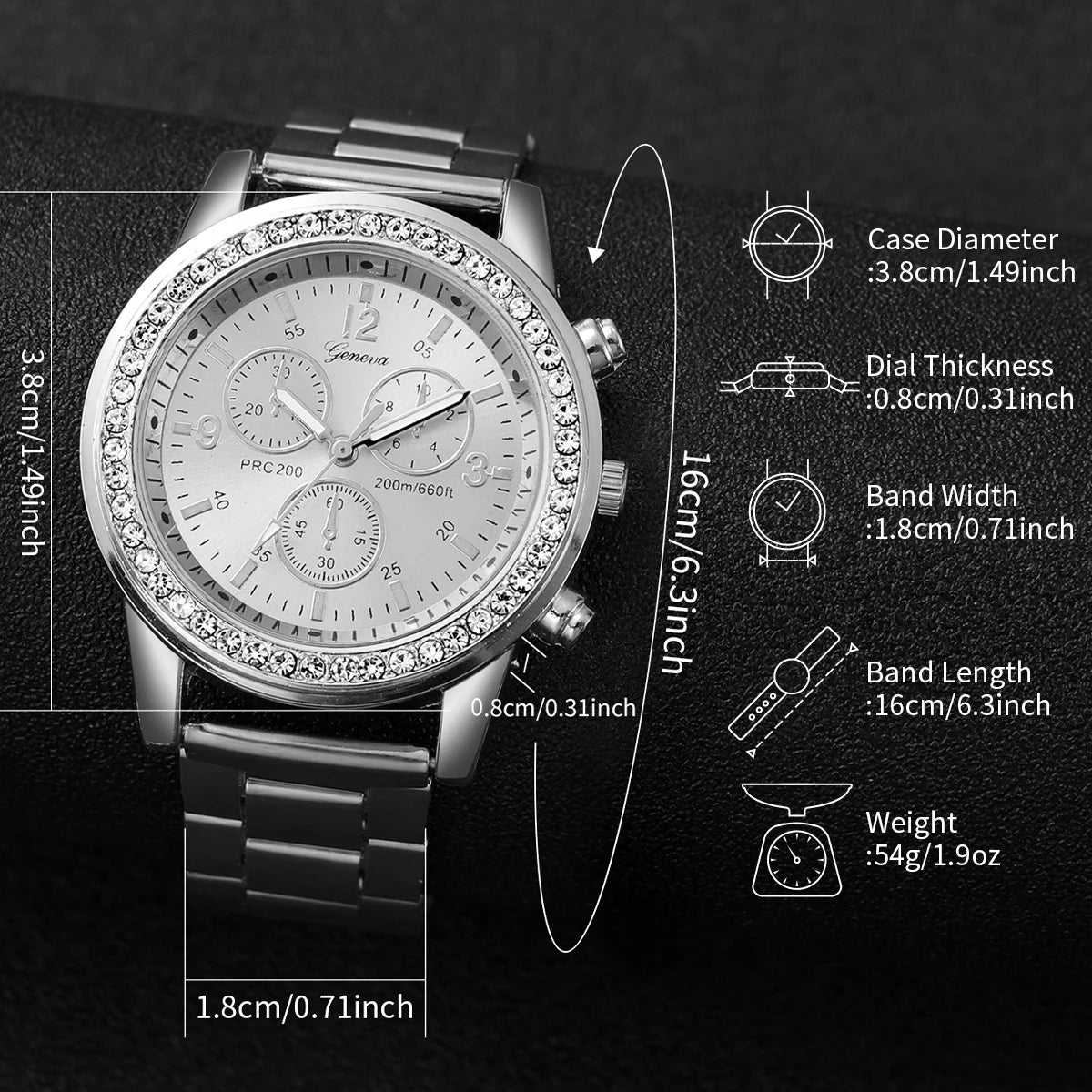 Women's Fashion Set – Silver Stainless Steel Watch with Silver Beaded Bracelet