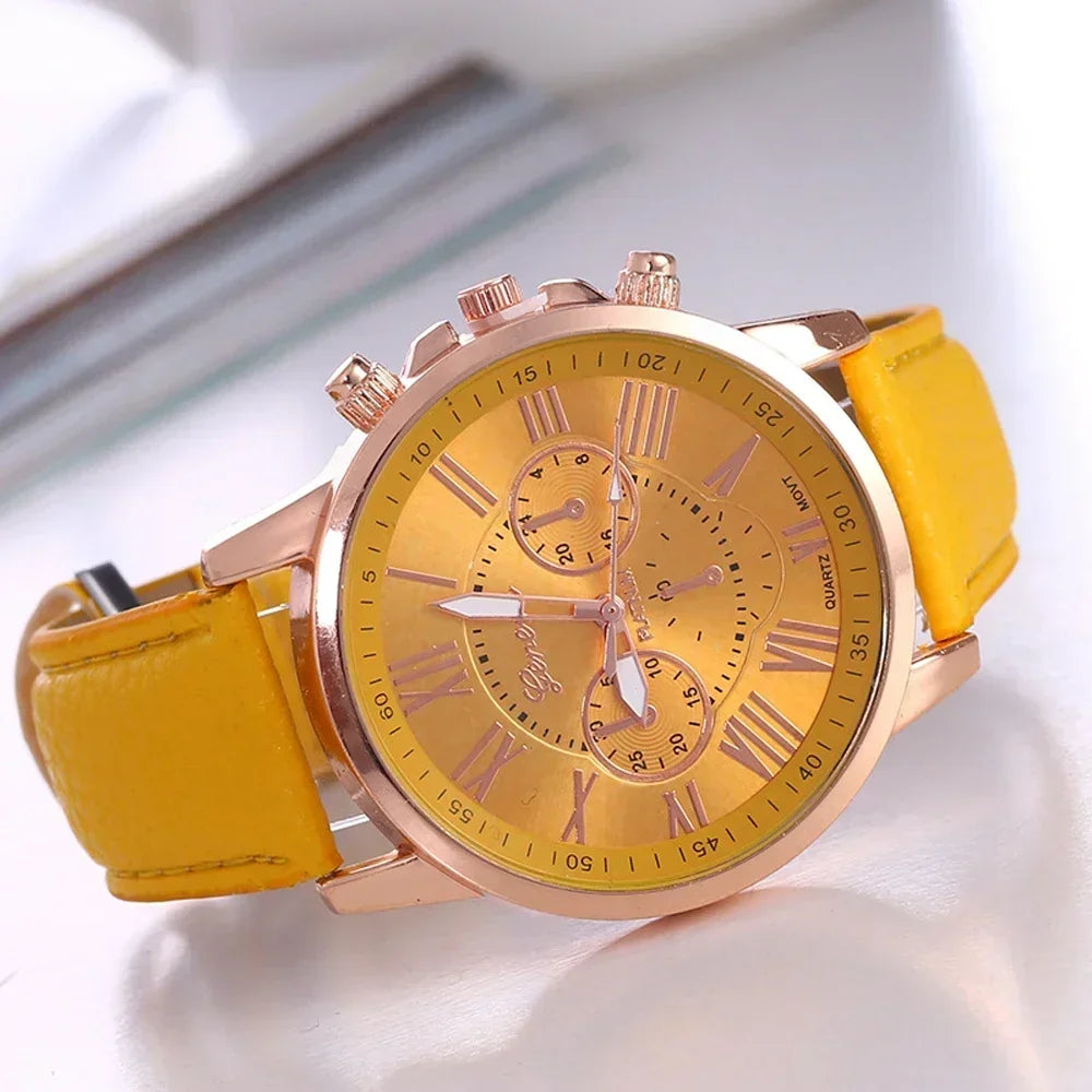 Luxury Women's Watch – Classic Style with Multicolor Dial and Roman Numerals