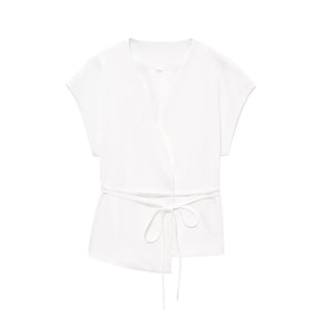 Women's Sleeveless Top and Pants Set – V-Neck, Elegant Belt, and Straight Cut 