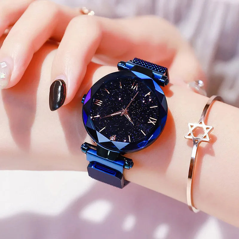 Women's Starry Sky Watch – Glittery Dial, Mesh Strap and Magnetic Clasp
