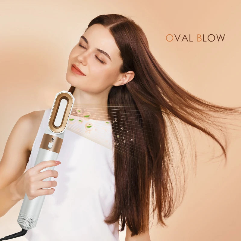 5-in-1 Professional Hair Dryer, Hot Comb, Curling Iron, and Straightener Set – Complete Styling Tool