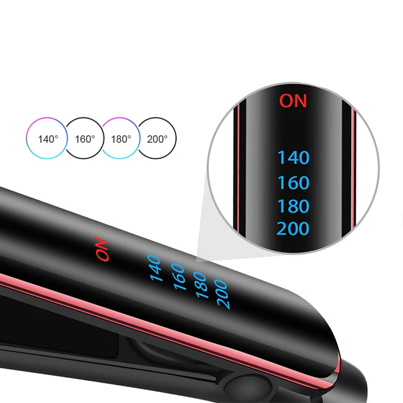 Professional Hair Straightener with Ceramic Technology and Negative Ions – Fast Heating and LCD Screen 