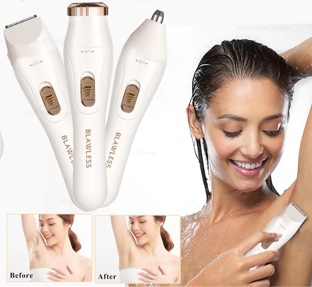 Deluxe Electric Epilator for Women – Portable and Painless Trimmer for Face, Legs, Underarms and Bikini Area