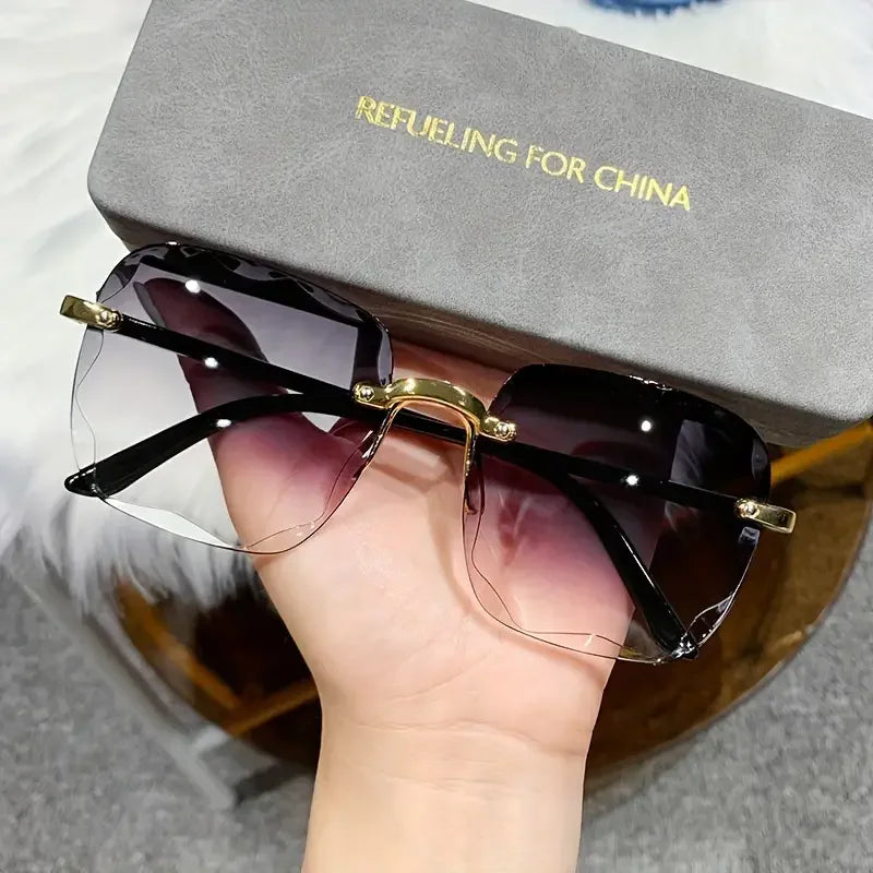 Óculos de Sol Sem Aro Quadrados – Design de Luxo com Lentes UV400