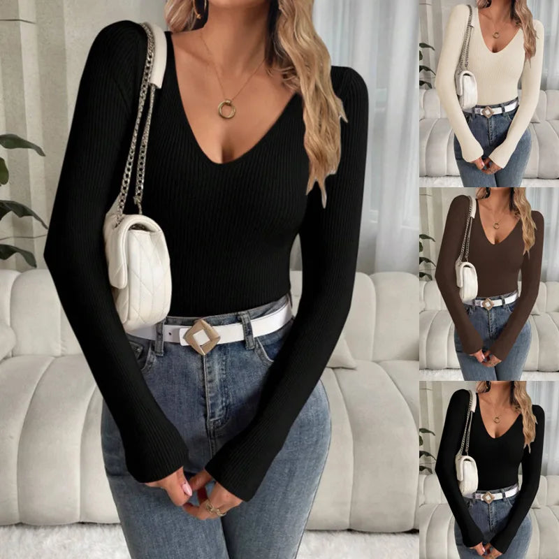 Blusa de Malha Sexy – Pullover para Outono/Inverno 2025