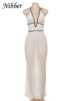 Vestido Halter Feminino Sexy e Elegante – Sem Costas, Decote Ajustável, Sem Mangas