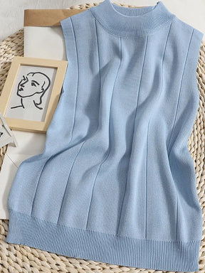 Top Feminino em Malha – Sem Mangas, Gola Redonda, Básico e Casual