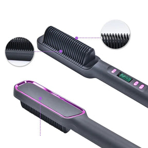 Electric Straightening Brush with Negative Ions – Multifunctional Straightening Comb with Anti-Scald Protection