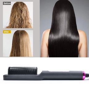 Electric Straightening Brush with Negative Ions – Multifunctional Straightening Comb with Anti-Scald Protection