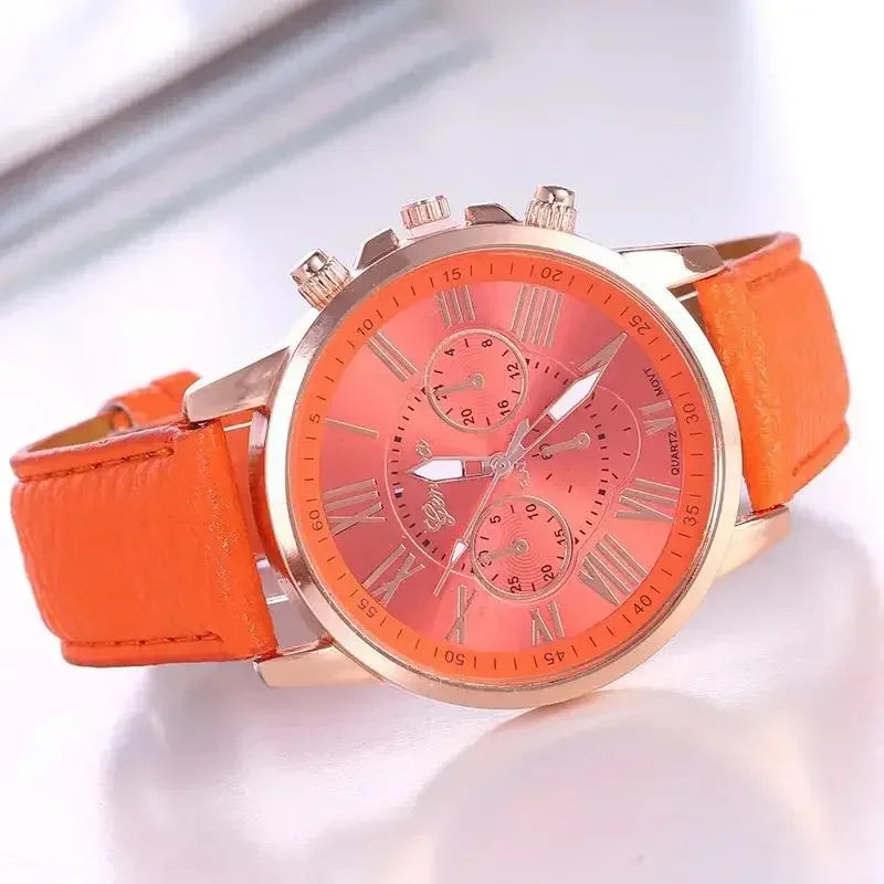 Luxury Women's Watch – Classic Style with Multicolor Dial and Roman Numerals