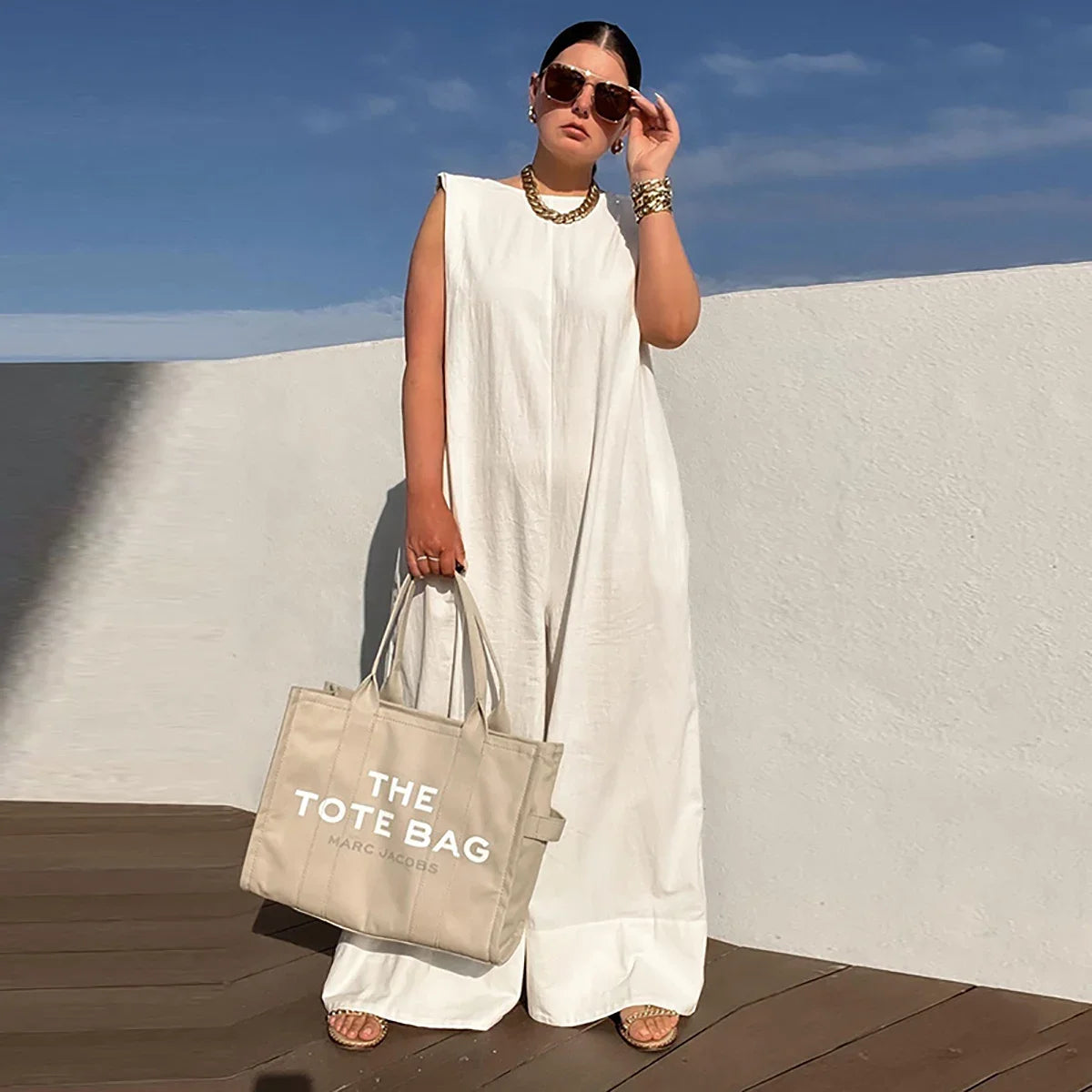 Women's Sleeveless Wide Leg Jumpsuit – Loose Fit, Solid Colors, and Casual-Chic Style