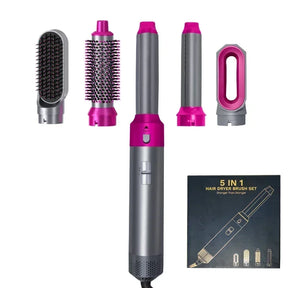 5-in-1 Professional Hair Dryer, Hot Comb, Curling Iron, and Straightener Set – Complete Styling Tool