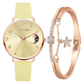 Watch Set with Leather Strap and Bracelet | Elegant and Modern Design