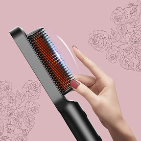 2-in-1 Electric Straightening Brush – Fast Heating Straightener and Curler