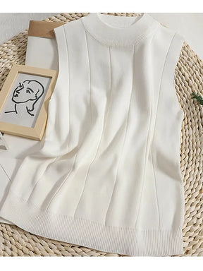 Top Feminino em Malha – Sem Mangas, Gola Redonda, Básico e Casual