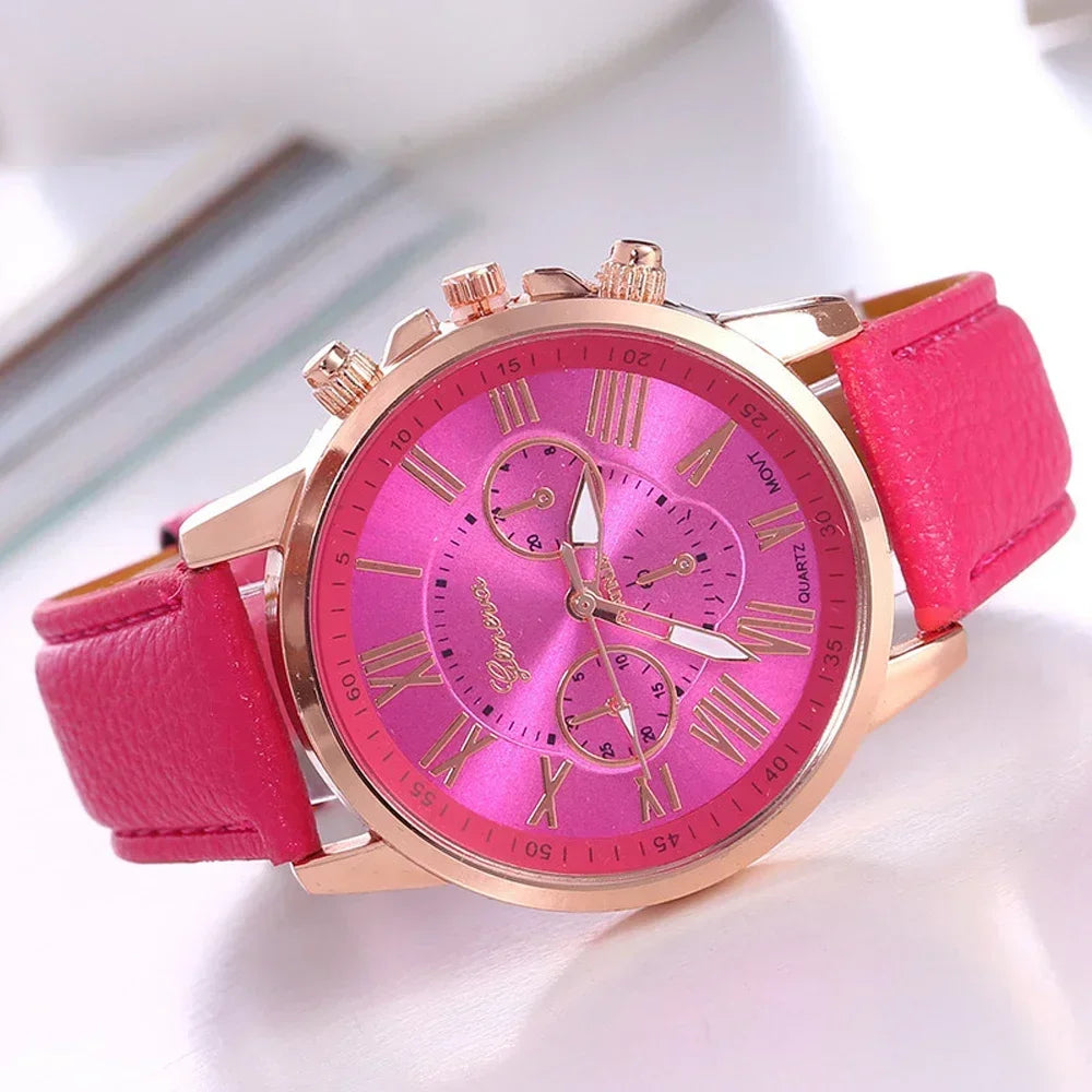 Luxury Women's Watch – Classic Style with Multicolor Dial and Roman Numerals