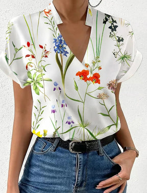 Camiseta Elegante Sem Mangas com Decote em V – Casual para Escritório Primavera/Verão