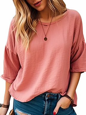 Loose 3/4 Sleeve T-Shirt – Casual and Comfortable for Summer